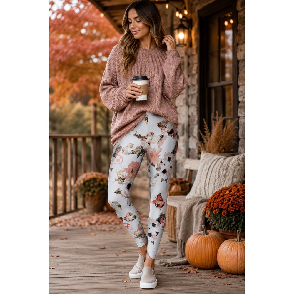 Floral Leggings Women Small High Rise Yoga Pilates Princess Athleisure Stretch